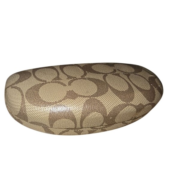 Coach Signature Hard Clamshell Eye Glasses Sunglasses Case Tan Brown c Logo vtg - Picture 1 of 16